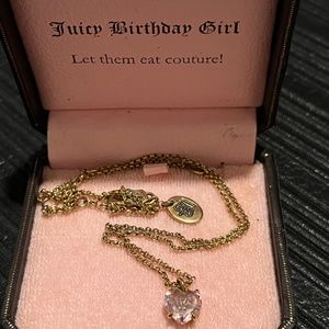 Juicy Couture Let Them Eat Couture "Birthday" Necklace In Box Heart Shaped Pink